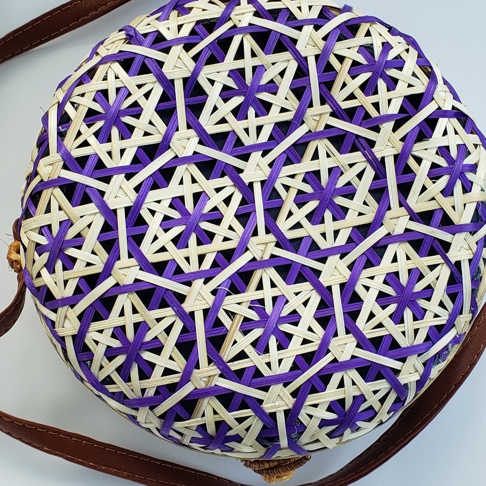 Circle Round Raffia/Straw Woven Crossbody Bag